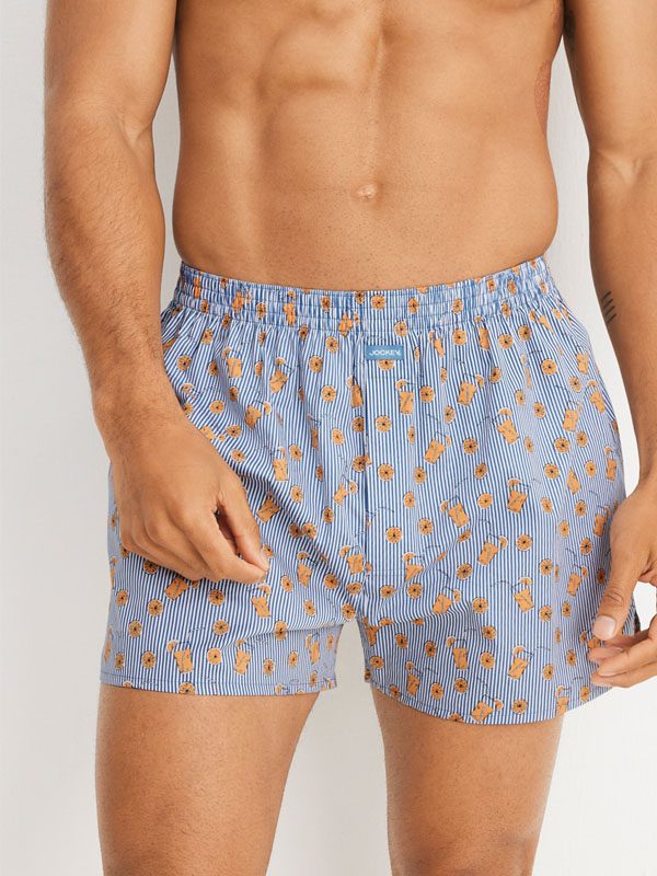 Men's blue striped printed woven boxer shorts - TELIGE manufacturer