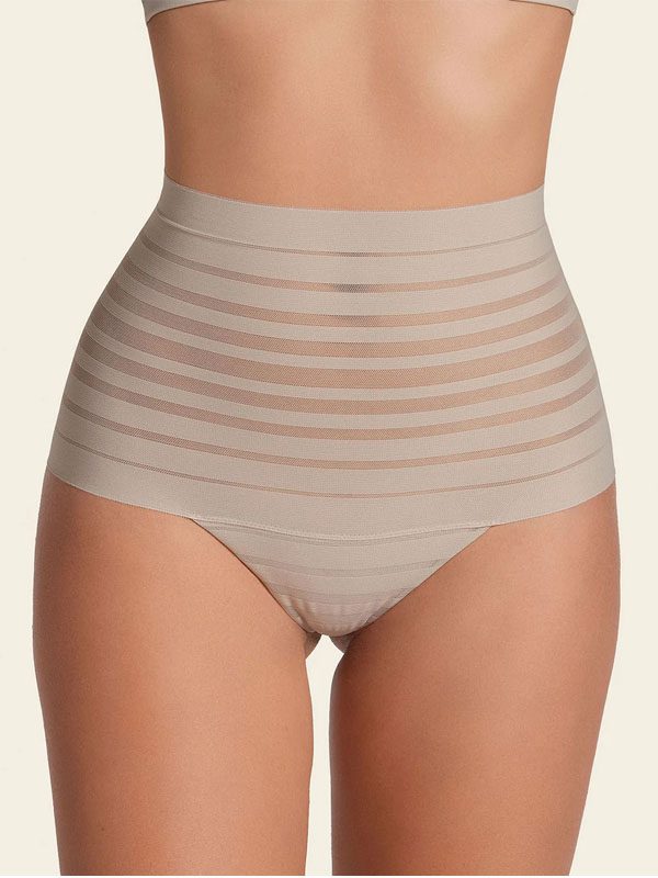 Women's high waisted mesh stripe panties wholesale — TELIGE B2B lingerie manufacturer