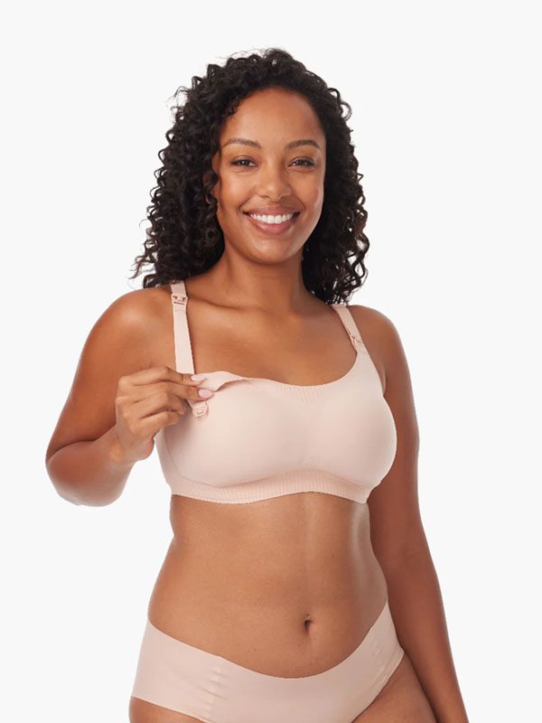 Women's wire-free nursing bra with drop-down clips in nude - TELIGE manufacturer