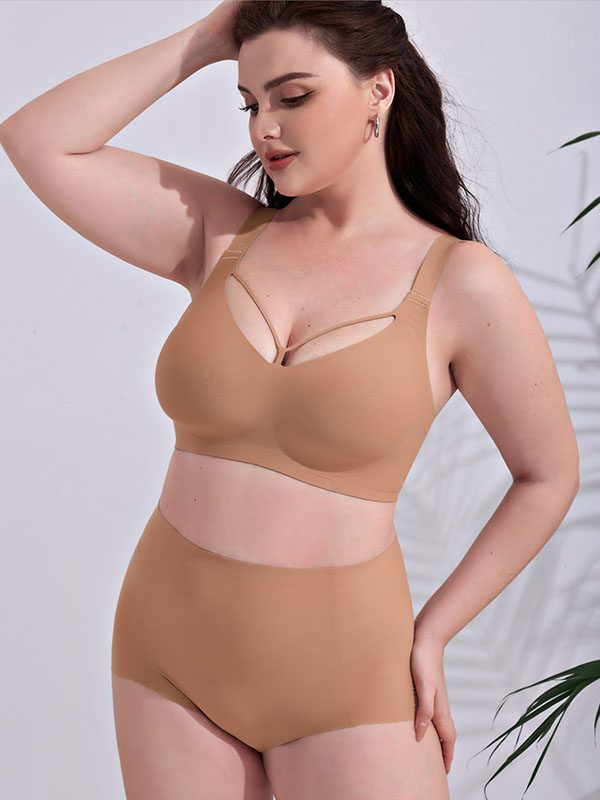 Women's plus size seamless wire-free bra and brief set wholesale — TELIGE B2B lingerie manufacturer