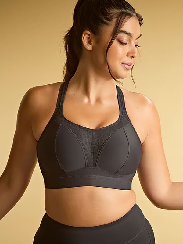 Women's dark grey high impact racerback sports bra - TELIGE manufacturer